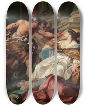 Triptych art skateboard deck of Jean Baptiste Marie Pierre The Death Of Harmonia by Jean Baptiste Marie Pierre (1714-1789)