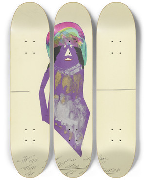 Triptych art skateboard deck of John Elsas Hier Ist Zu Sehen Die Zeit Der Not by John Elsas (1851-1935)