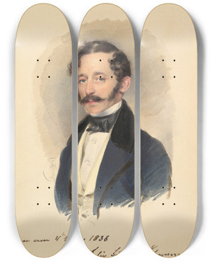 Triptych art skateboard deck of Moritz Michael Daffinger Prince Felix Of Schwarzenberg by Moritz Michael Daffinger (1790-1849)