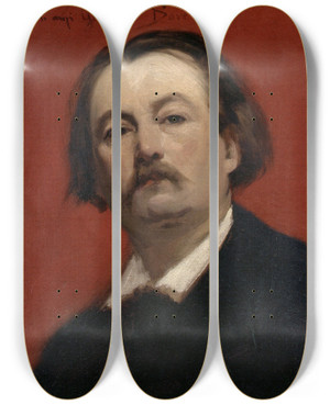 Triptych art skateboard deck of Carolusduran Portrait Of Gustave Dor by Carolus Duran (1837-1917)