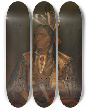 Triptych art skateboard deck of Antonio Zeno Shindler Keokuk The Watchful Fox Junior by Antonio Zeno Shindler (1823-1899) Triptych art skateboard deck of Antonio Zeno Shindler Keokuk The Watchful Fox Junior by Antonio Zeno Shindler (1823-1899)