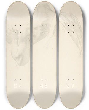 Triptych art skateboard deck of Johann Friedrich Overbeck Left Arm And Shoulders Of A Man Seen From The Back by Johann Friedrich Overbeck (1789-1869)