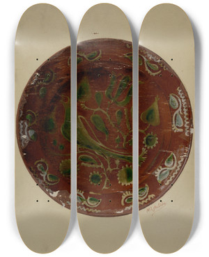 Triptych art skateboard deck of William L Antrim Pa German Plate_7 by William L Antrim