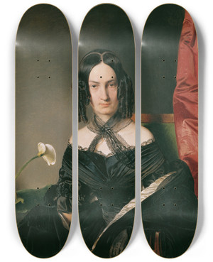 Triptych art skateboard deck of Franz Eybl Frau Nadassy by Franz Eybl (1806-1880)