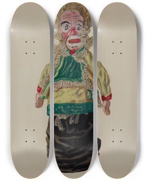 Triptych art skateboard deck of Dorothy Brennan Hand Puppet Judy by Dorothy Brennan
