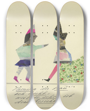 Triptych art skateboard deck of John Elsas Veronika Dir Trau Ich Nicht by John Elsas (1851-1935)