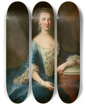 Triptych art skateboard deck of Martin Van Meytens Frau N Ruard Geb Cappellari by Martin Van Meytens (1695-1770)