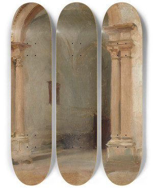 Triptych art skateboard deck of John Singer Sargent An Archway by John Singer Sargent (1856-1925)