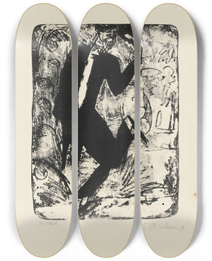 Triptych art skateboard deck of Ernst Ludwig Kirchner Stepptnzer by Ernst Ludwig Kirchner (1880-1938)