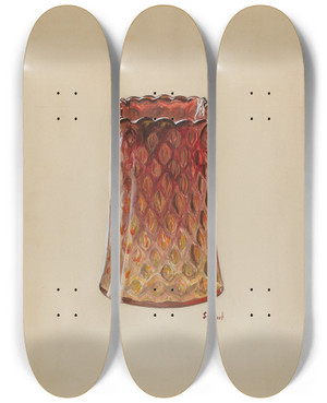 Triptych art skateboard deck of Robert Stewart Vase Amberina by Robert Stewart (20-)