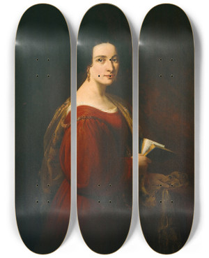 Triptych art skateboard deck of Eugne Goyet Louise Bchet by Eugene Goyet (1798-1857)