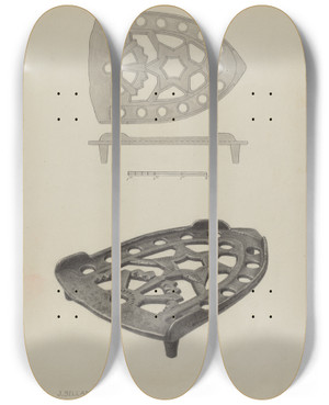 Triptych art skateboard deck of Julius Bellamy Pa German Flatiron Holder by Julius Bellamy