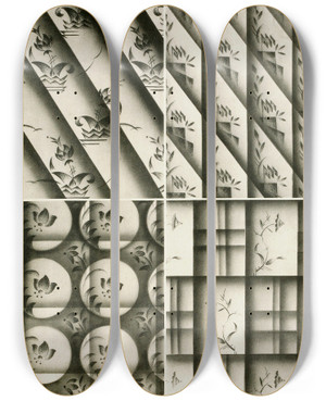 Triptych art skateboard deck of Christian Stoll Kunstgewerbliche Schmuckformen Fur Die Flache Pl 40 by Christian Stoll (20-)