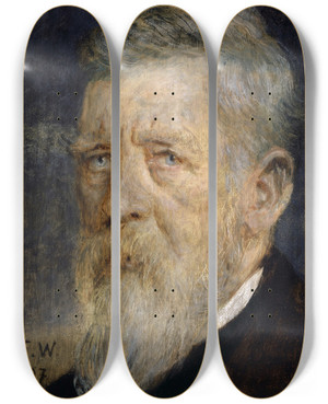 Triptych art skateboard deck of Ernst Wrtenberger Portrait Of Arnold Bcklin by Ernst Wurtenberger (1868-1934)