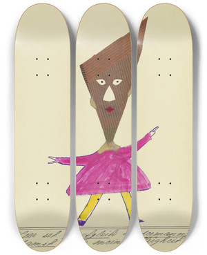 Triptych art skateboard deck of John Elsas Hier Ist Ersetzlich Jedermann_1 by John Elsas (1851-1935)