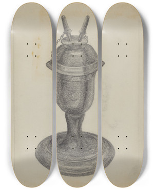 Triptych art skateboard deck of Carl Weiss Lamp by Carl Weiss