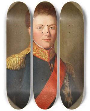 Triptych art skateboard deck of Christian Horneman Portrt Af En Officer by Christian Horneman (1765-1844)