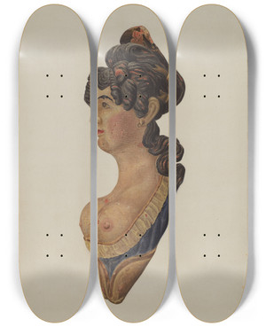 Triptych art skateboard deck of Betty Fuerst Figurehead_2 by Betty Fuerst