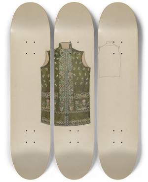 Triptych art skateboard deck of Rosalia Lane Waistcoat_1 by Rosalia Lane