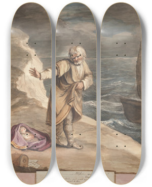 Triptych art skateboard deck of Mary Hoare Antigonus Disposing Of Perdita by Mary Hoare (1753-1820)