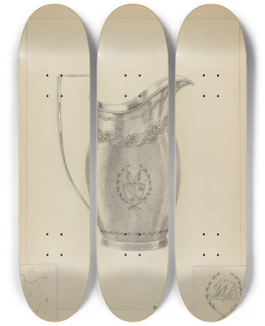 Triptych art skateboard deck of Hester Duany Silver Creamer_3 by Hester Duany (1891-1964)