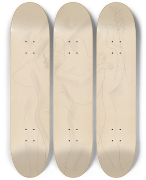 Triptych art skateboard deck of Mikul Galanda Figural Composition by Mikulas Galanda (1895-1938)