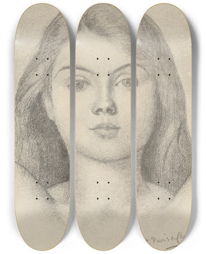 Triptych art skateboard deck of Pierre Puvis De Chavannes Lesprance by Pierre Puvis De Chavannes (1824-1898)