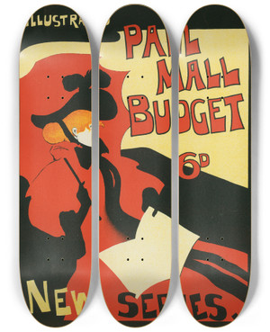 Triptych art skateboard deck of Maurice Greiffenhagen Illustrated Pall Mall Budget by Maurice Greiffenhagen (1862-1931)