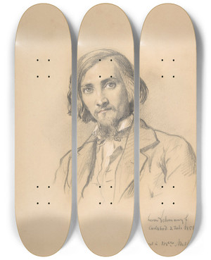 Triptych art skateboard deck of Henri Lehmann Portrait Of Anton Heinrich Springer 18251895 by Henri Lehmann (1814-1882)