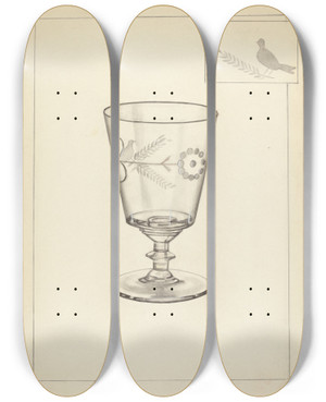 Triptych art skateboard deck of Margaret Knapp Goblet by Margaret Knapp