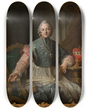 Triptych art skateboard deck of Per Krafft The Elder Portrait Of Ignacy Krasicki by Per Krafft The Elder (1724-1793)