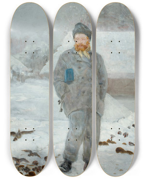 Triptych art skateboard deck of Jacek Malczewski Portrait Of Adolf Dygasiski With Birds by Jacek Malczewski (1854-1929)
