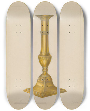 Triptych art skateboard deck of Arthur Wegg Candlestick_1 by Arthur Wegg
