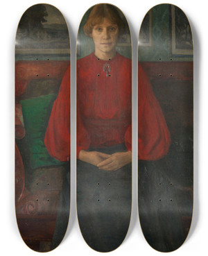 Triptych art skateboard deck of Oluf Woldtorne Portrait Of The Artist Kris Laache Torne by Oluf Wold-Torne (1867-1919)