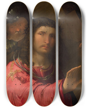 Triptych art skateboard deck of Altobello Melone Christ Carrying The Cross by Altobello Melone (1485-1543)