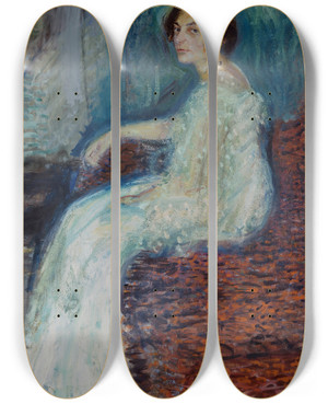 Triptych art skateboard deck of Richard Gerstl Portrait Of Henryka Cohn by Richard Gerstl (1883-1908)