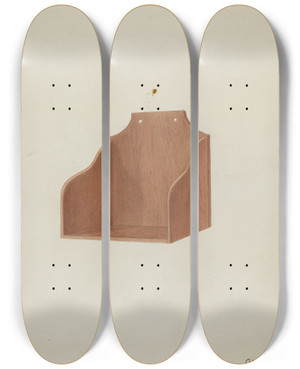 Triptych art skateboard deck of Alois E Ulrich Shaker Wooden Wall Shelf by Alois E Ulrich
