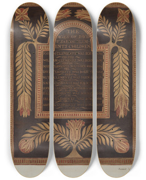 Triptych art skateboard deck of Albert Levone Birth Record by Albert Levone (20-)