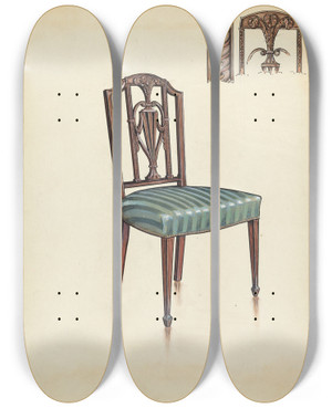 Triptych art skateboard deck of M Rosenshieldvonpaulin Side Chair_3 by M. Rosenshield-von-Paulin Triptych art skateboard deck of M Rosenshieldvonpaulin Side Chair_3 by M. Rosenshield-von-Paulin
