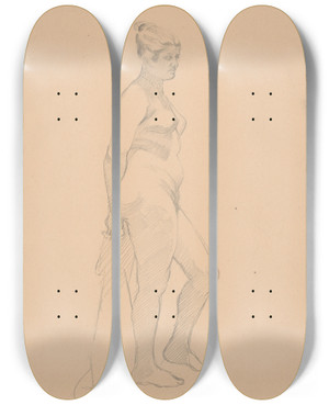 Triptych art skateboard deck of Tefan Polkorb Sketchbook With Nudes_12 by Stefan Polkorab