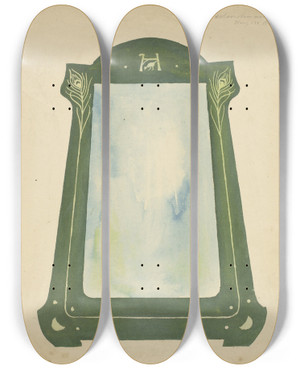 Triptych art skateboard deck of Gust Van De Wall Pern Ontwerp Voor Een Spiegel by Gust van de Wall Pern (1877-1911)