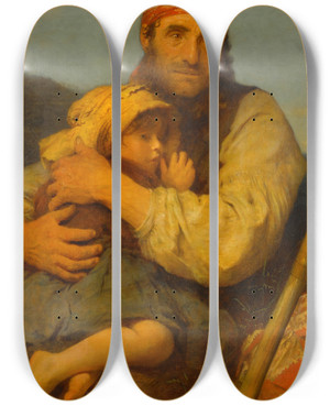 Triptych art skateboard deck of John Morgan The Lion And The Lamb by John Morgan (1822-1885)