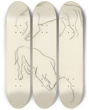 Triptych art skateboard deck of Samuel John Peploe Two Dogs by Samuel John Peploe (1871-1935)