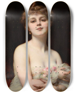 Triptych art skateboard deck of Etienne Adolphe Piot Printemps by Etienne Adolphe Piot (1825-1910)