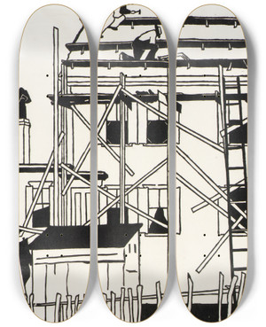 Triptych art skateboard deck of Mildred Mcmillen Untitled by Mildred Mcmillen (1884-1940)