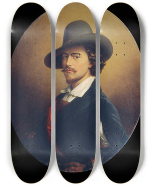 Triptych art skateboard deck of Johann Nepomuk Ender Der Maler Eduard Ender by Johann Nepomuk Ender (1793-1854)