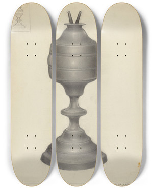 Triptych art skateboard deck of Arsen Maralian Camphene Lamp by Arsen Maralian