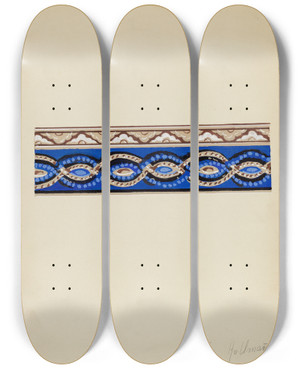 Triptych art skateboard deck of Alfonso Umana Wall Paper Border_3 by Alfonso Umana
