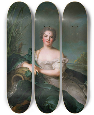Triptych art skateboard deck of Jeanmarc Nattier Madame De Flesselles by Jean Marc Nattier (1685-1766)