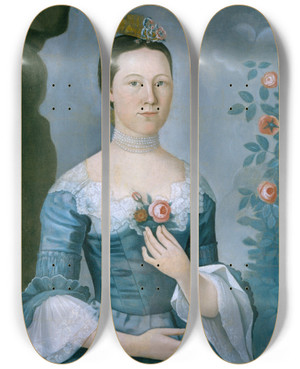 Triptych art skateboard deck of John Durand Susannah Or Mary Bontecou by John Durand (1731)